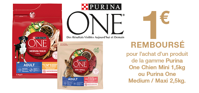 PURINA ONE® Chien - 1.00 € remboursé